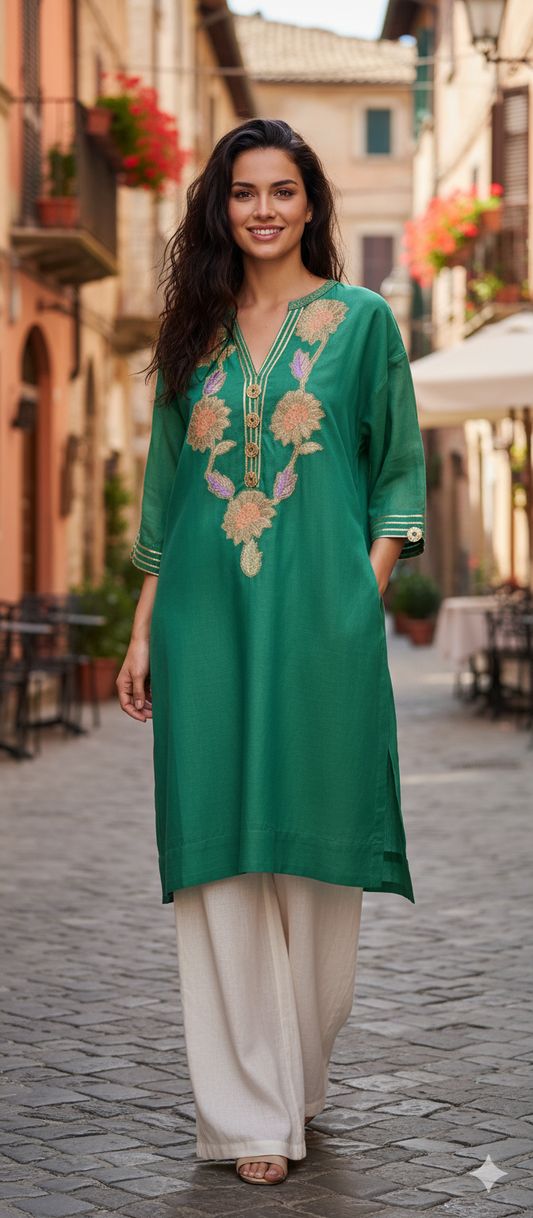 Summer Edit - Kara Cotton Kimkhawab Collection - Apple Green