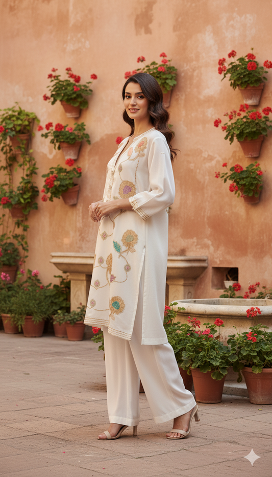 Summer Edit - Kara cotton Kimkhawab Collection - Ecru White