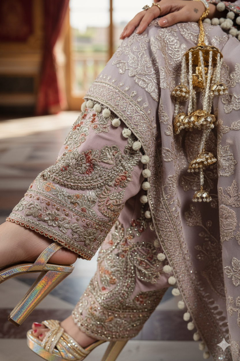 Wedding Wear - Lavender Velvet Peshwaaz