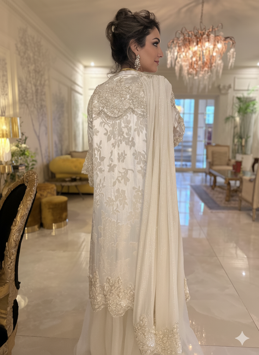 Wedding Edit - Pure Chiffon Silk Broshia - Soft White