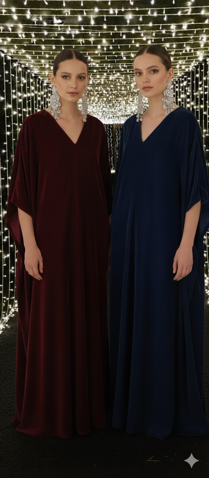 Dholki Edit - Velvet Kaftan -Jewel Toned- Deep Royal Blue