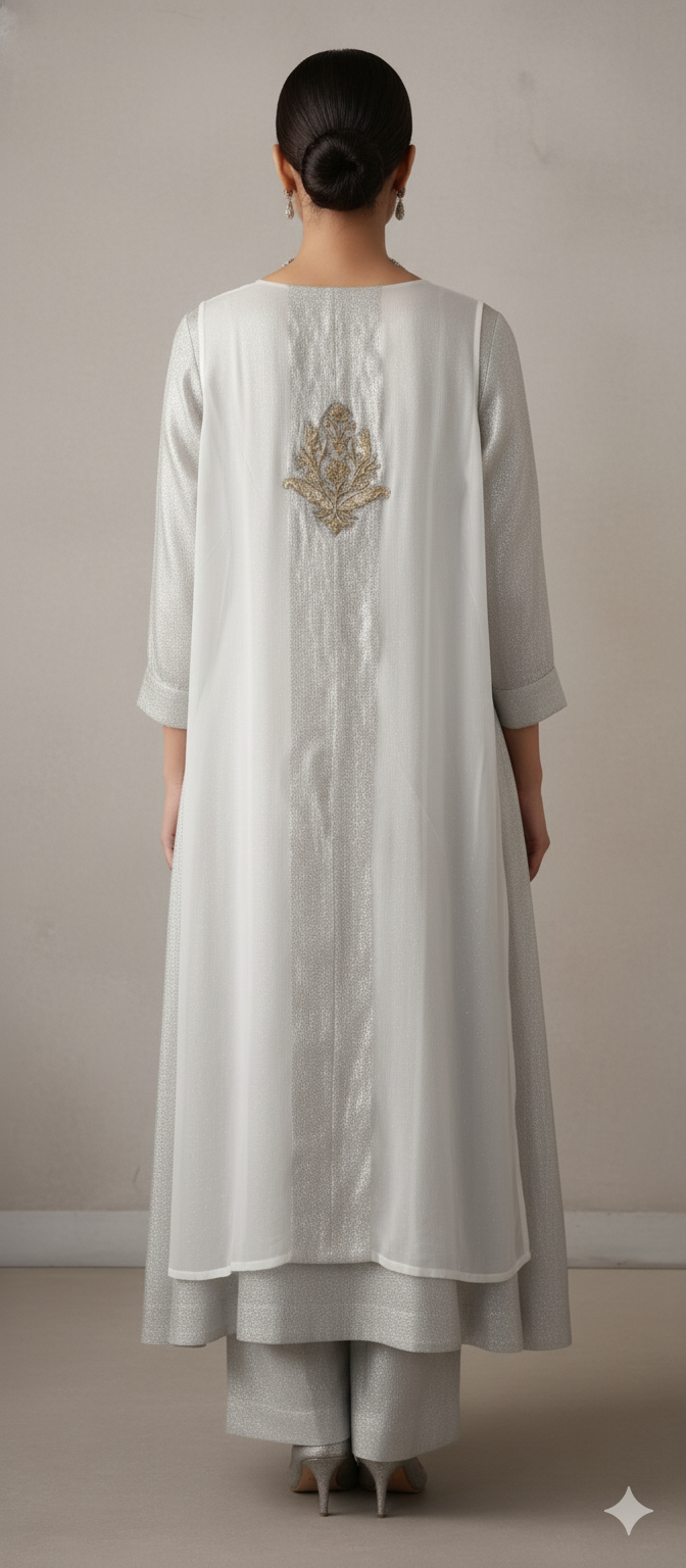 Wedding Edit - Pure Chaandi Chiffon - Silver