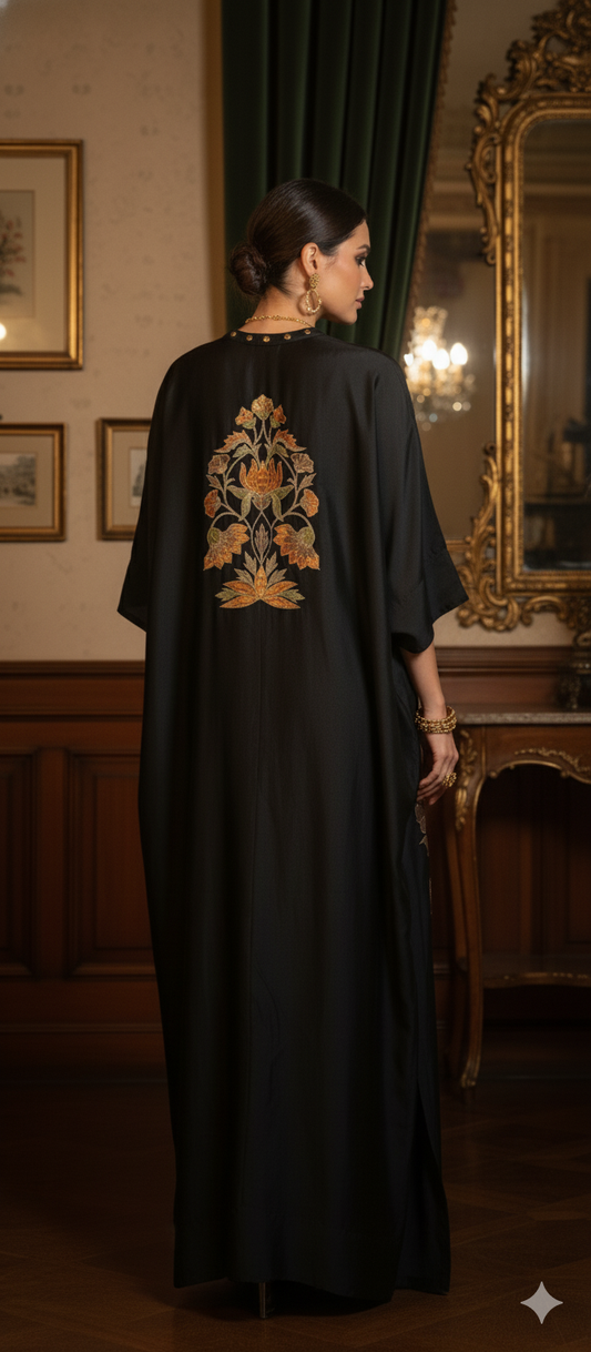 Wedding Edit - Pure Maple Raw Silk Kaftan - Black