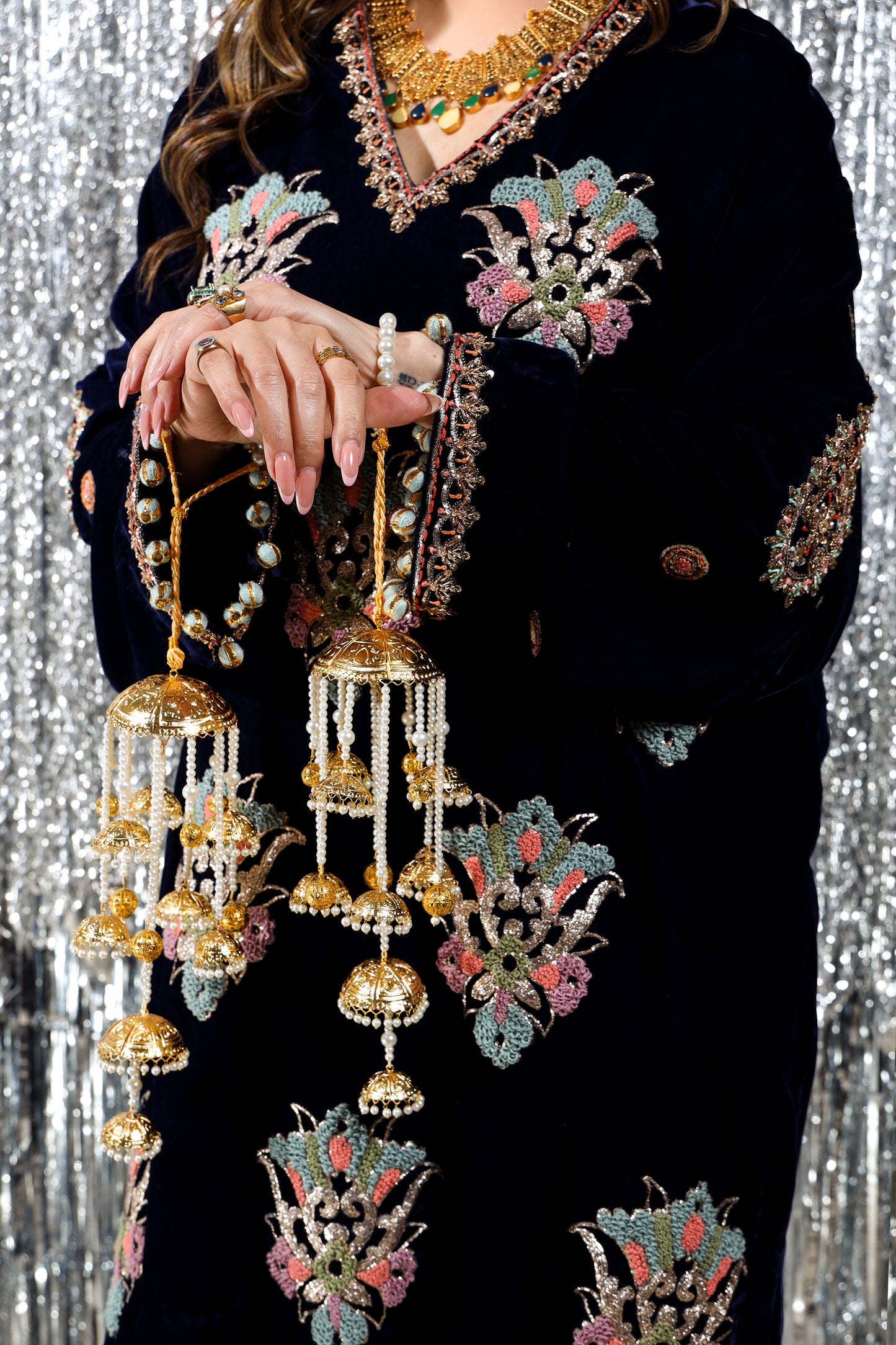 Wedding Wear - Blue Velvet with hand embellished work