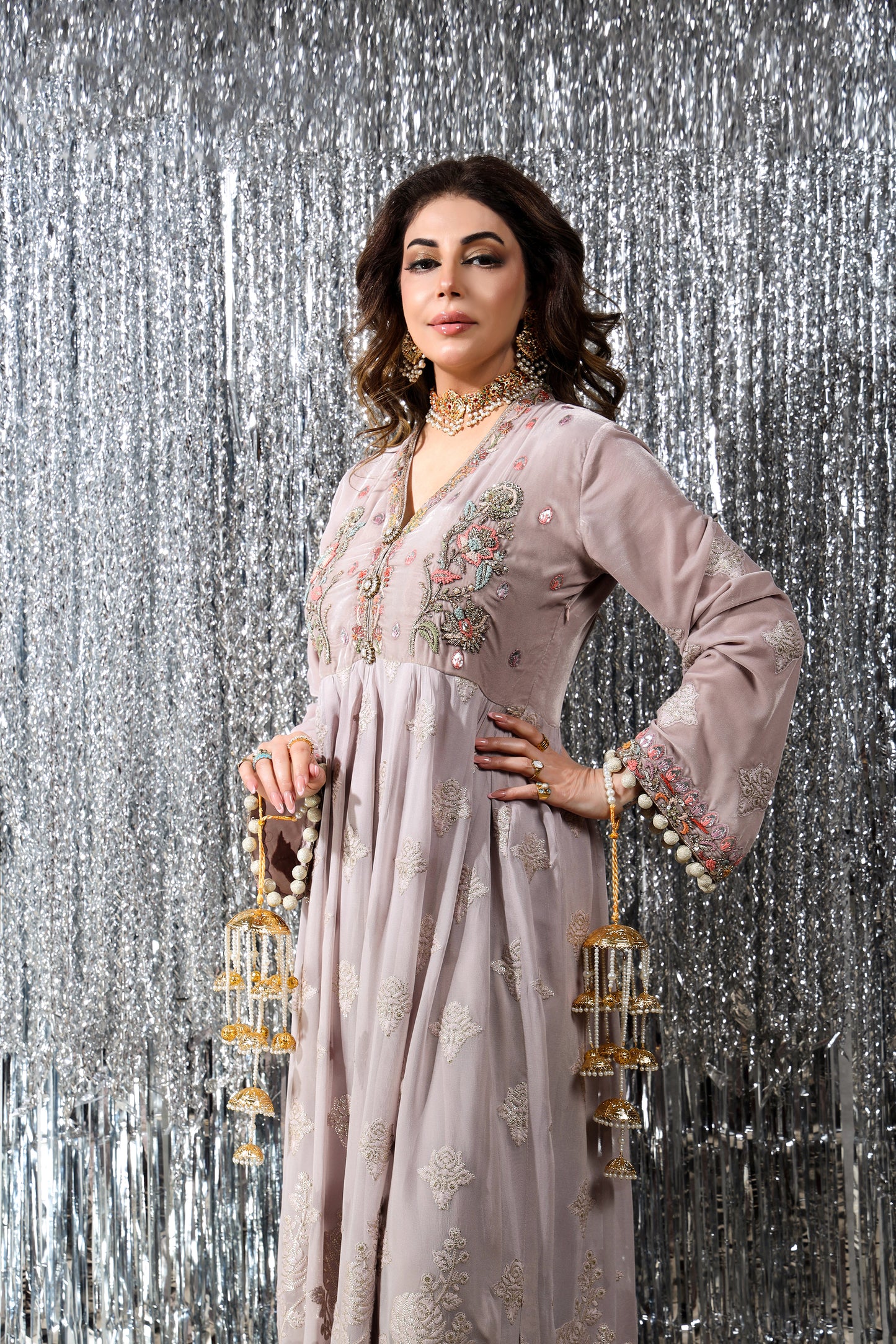 Wedding Wear - Lavender Velvet Peshwaaz