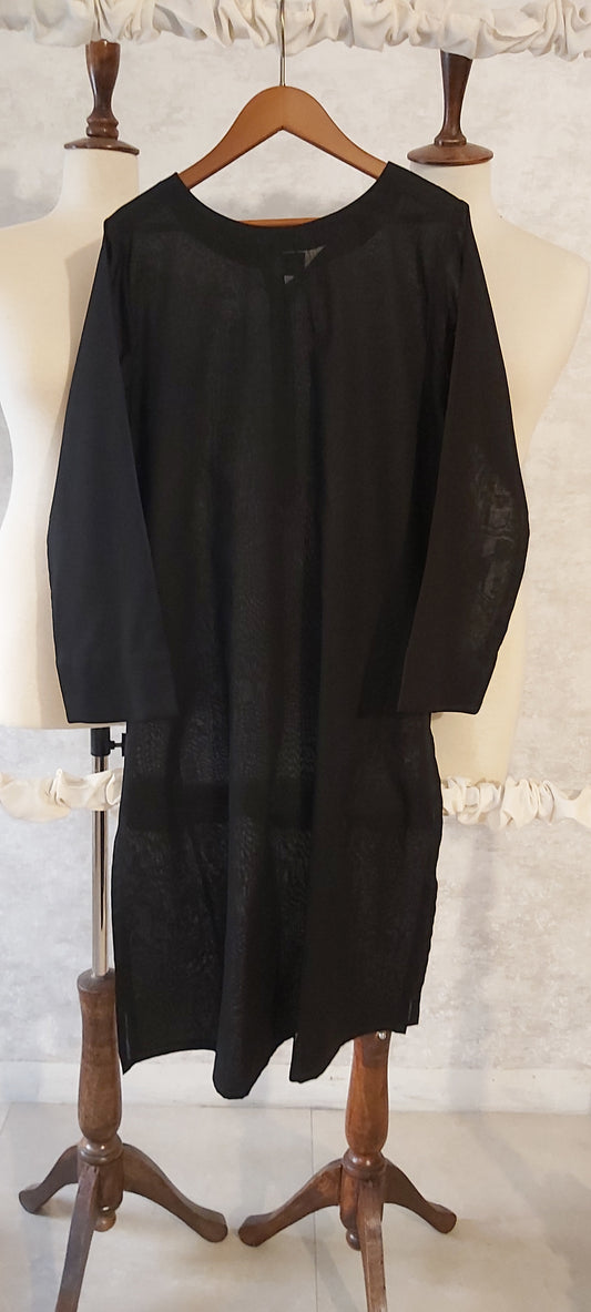 Summer Edit - Fine Lawn Plain Black Kurta