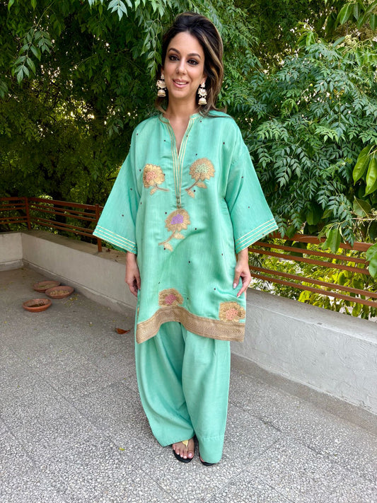 Summer Edit - Pure Ketan Silk - Kimkhawab Collection (Aqua Green)