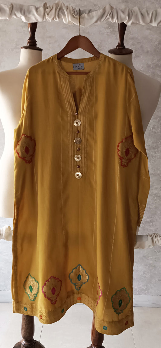 Summer Edit - Dhaka Malmal Kimkhawab Collection - Saffron Yellow