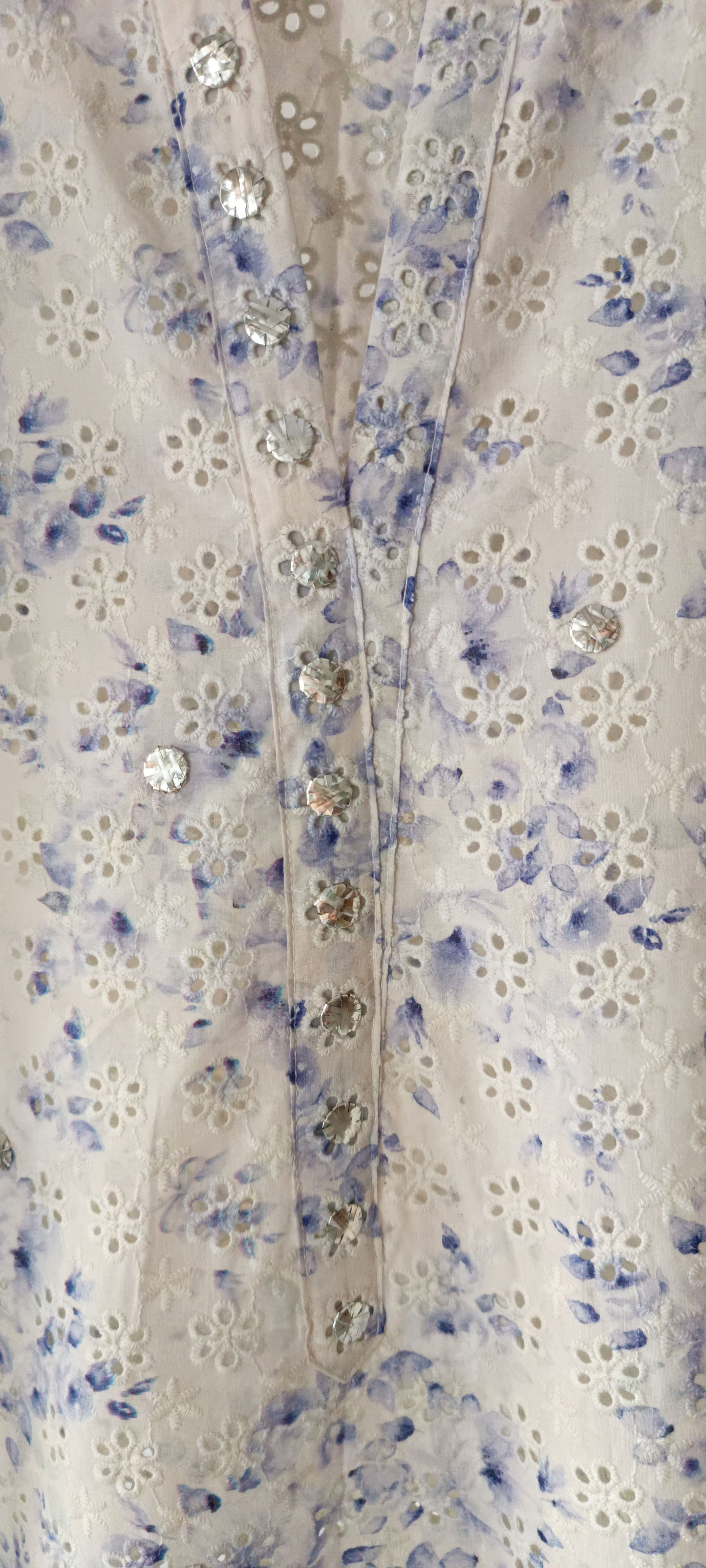 Summer Edit - Light cotton Chikan (Blue Floral)