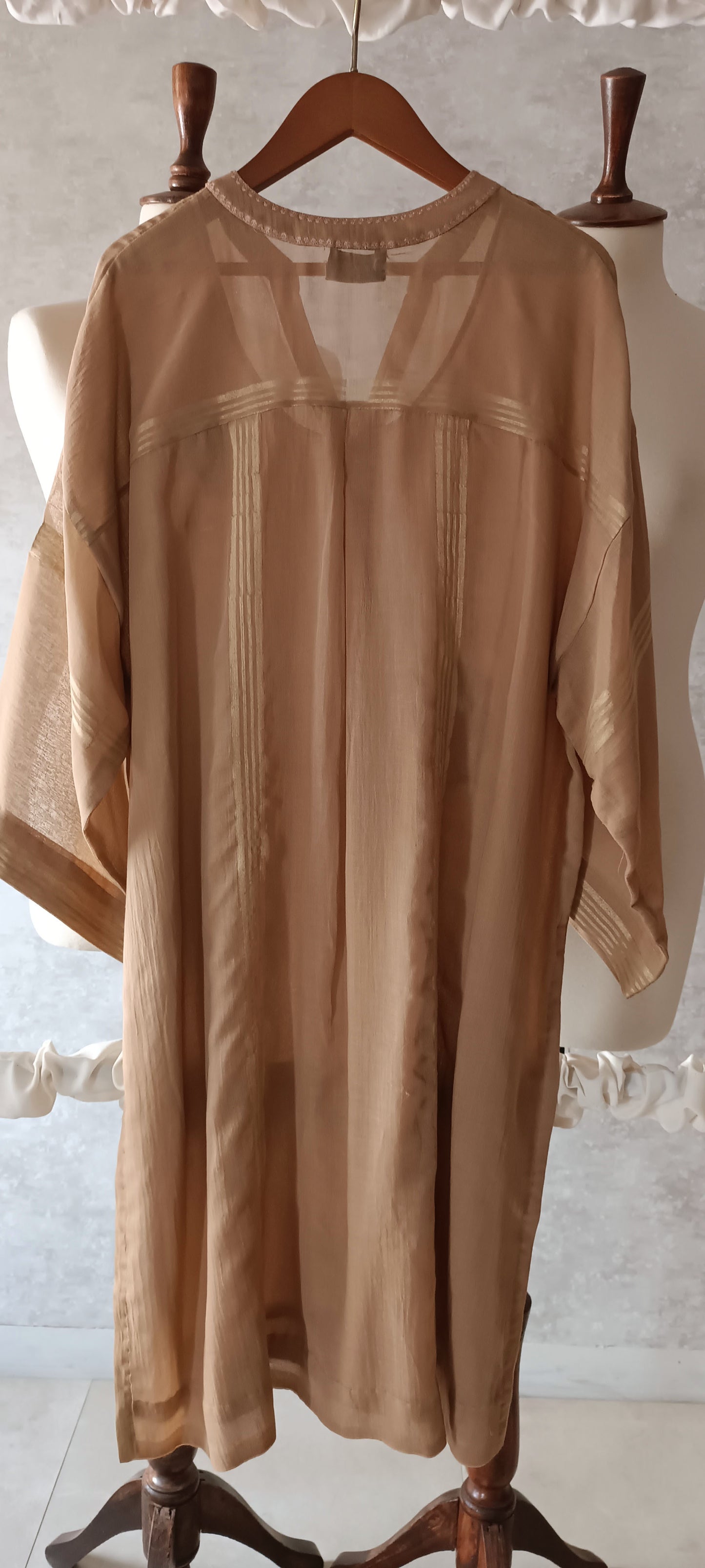 Summer Edit 2 - Dhaka Malmal Kurta with Embroidery (Fawn)