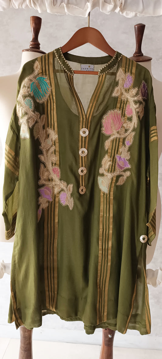 Summer Edit - Pure Dhaka Malmal Kimkhawab Collection - Mehndi