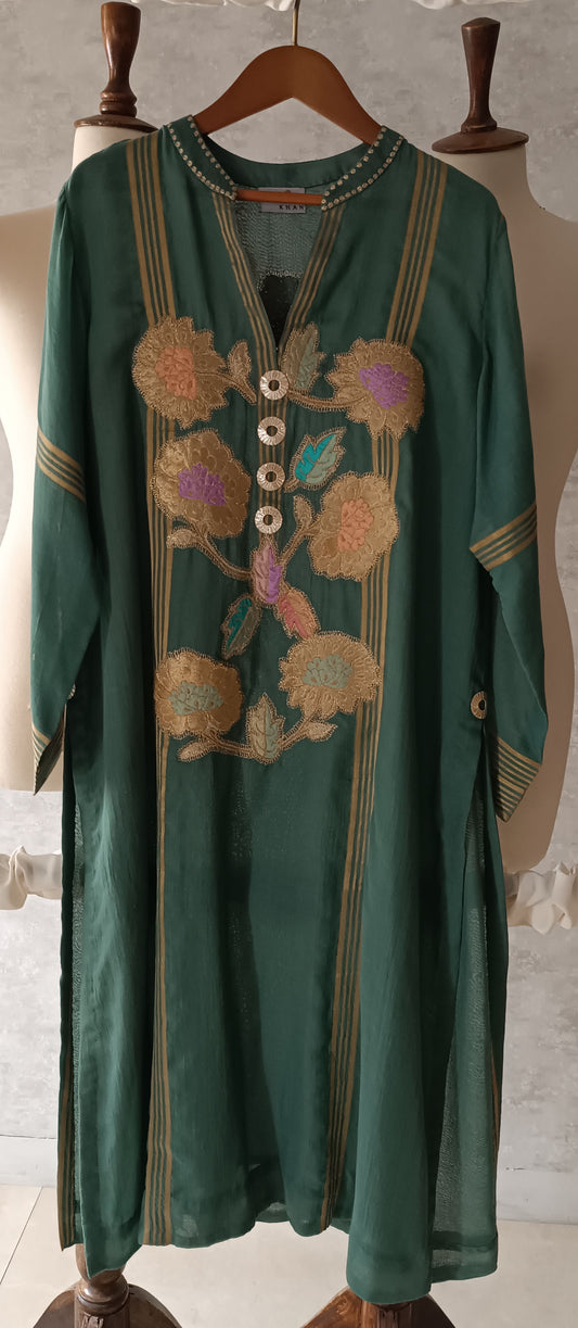 Summer Edit - Pure Dhaka Malmal Kimkhawab Collection - Teal Green