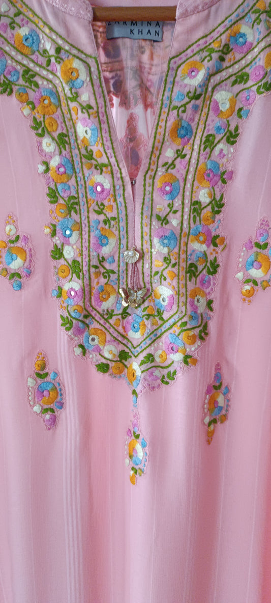 Mani (Autumn Edit ) - Malmal Kurta Flamingo Pink