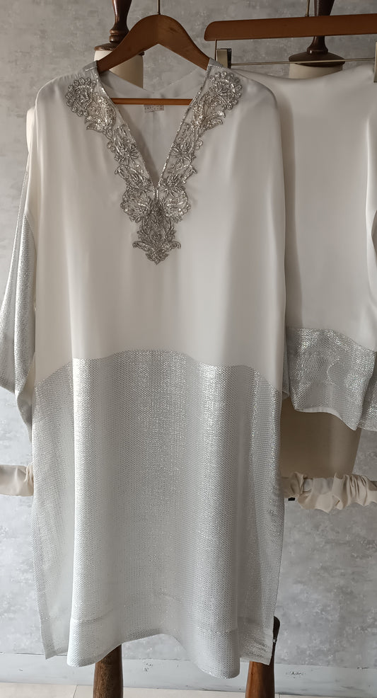 Wedding Edit - Pure Chaandi Zari Chiffon - Soft White