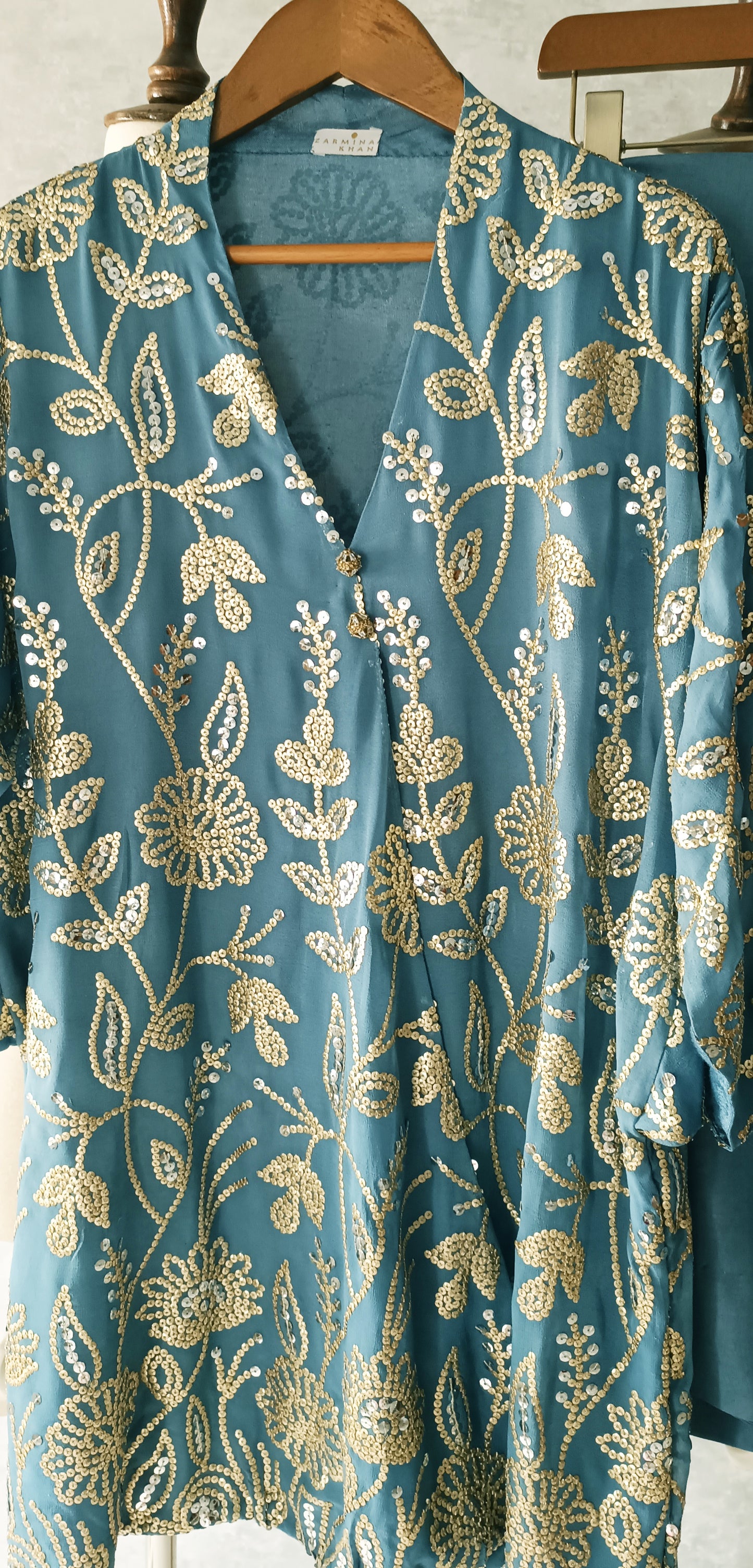 Wedding Edit - Sequined Pure Georgette Chiffon - Cerulean Blue