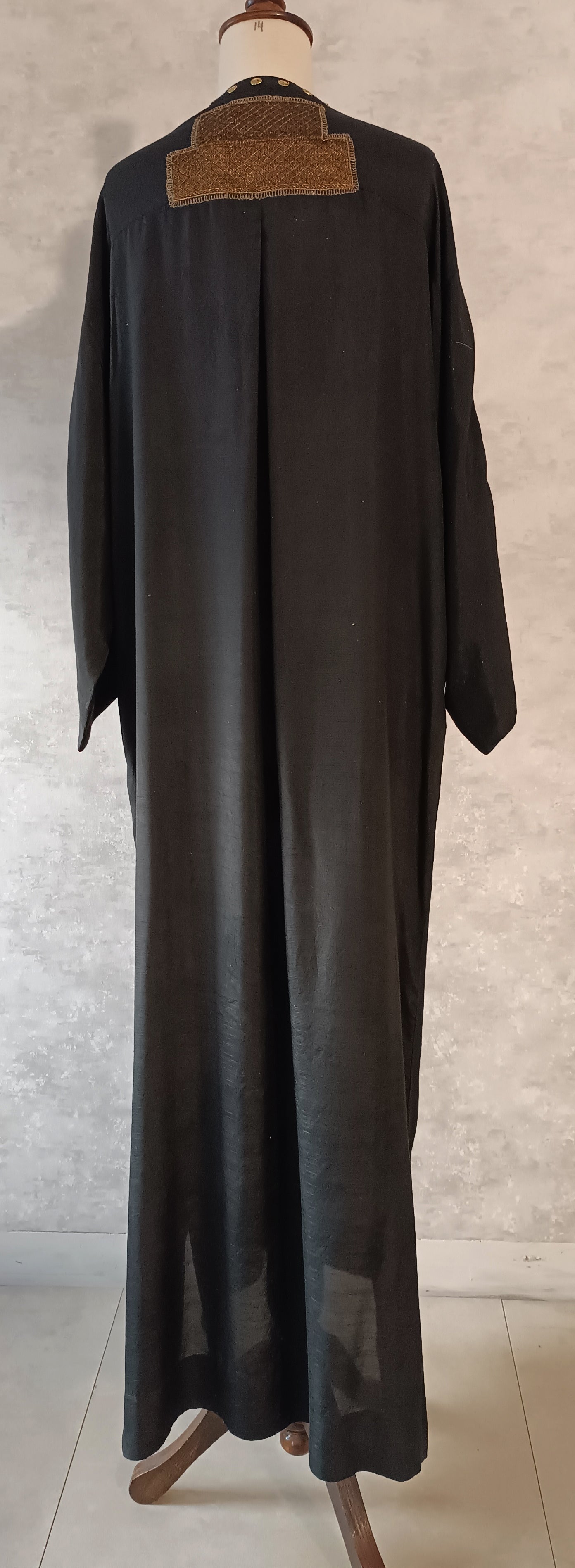 Dholki Edit - Pure Maple Raw Silk Kaftan Kimkhawab Applique - Black