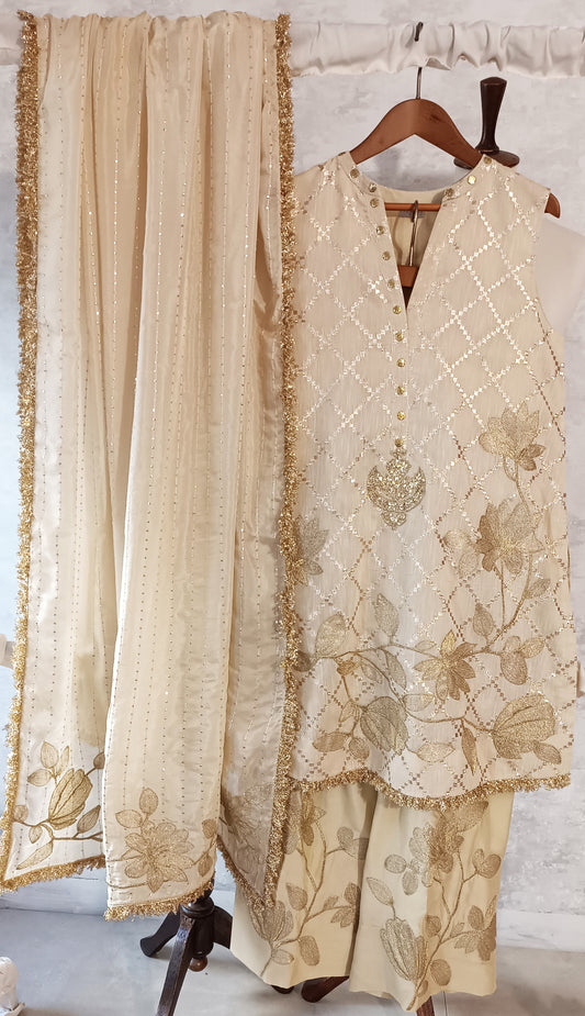 Dholki Edit - Pure Paper Silk Chaand Phool - Linen Beige
