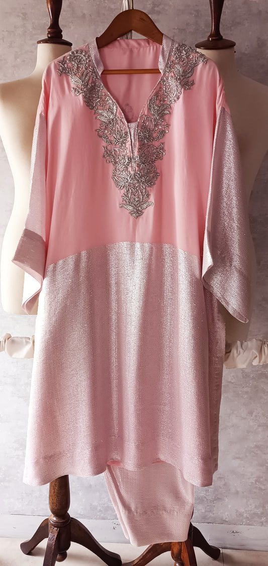 Wedding Edit - Pure Chaandi Zari Chiffon - Blush Pink