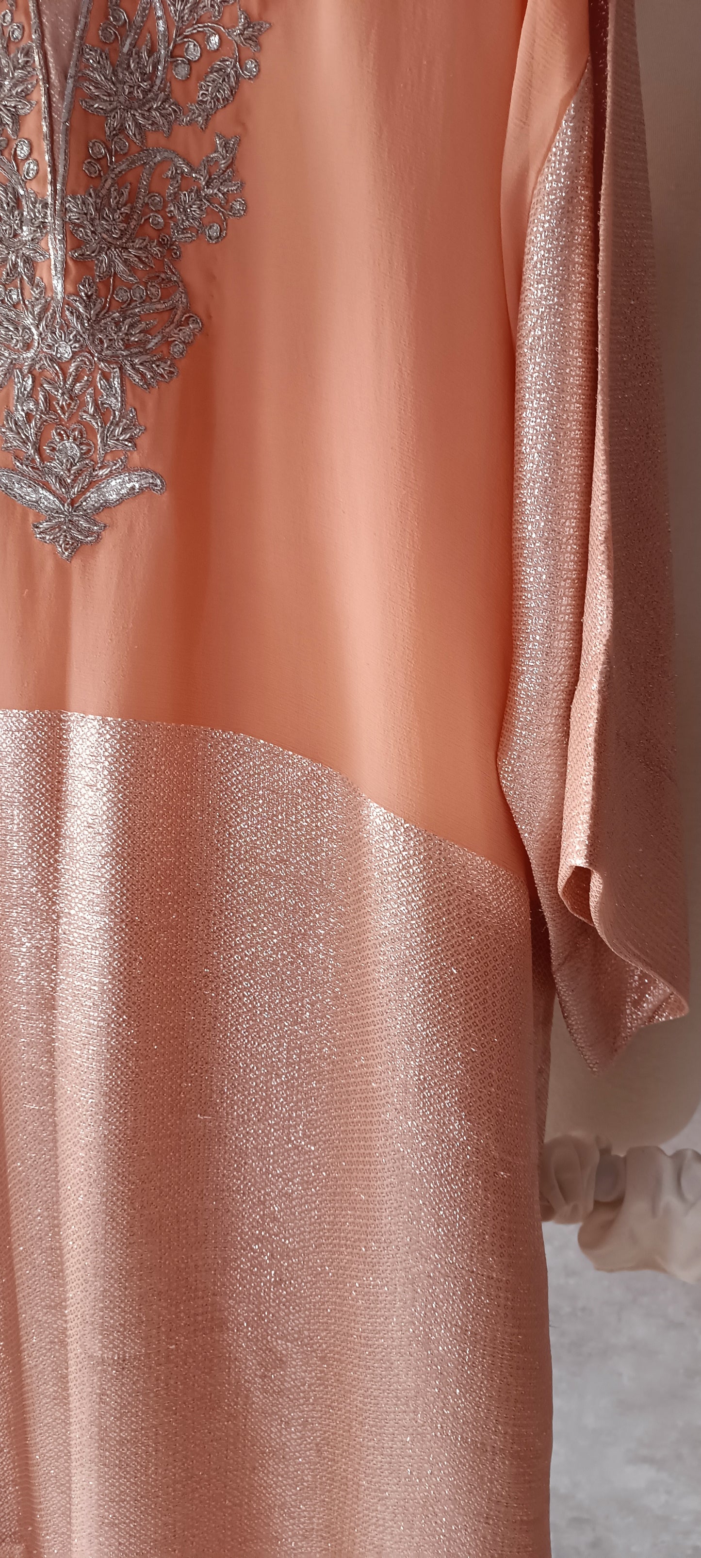 Wedding Edit - Pure Chaandi Zari Chiffon - Simply Peach