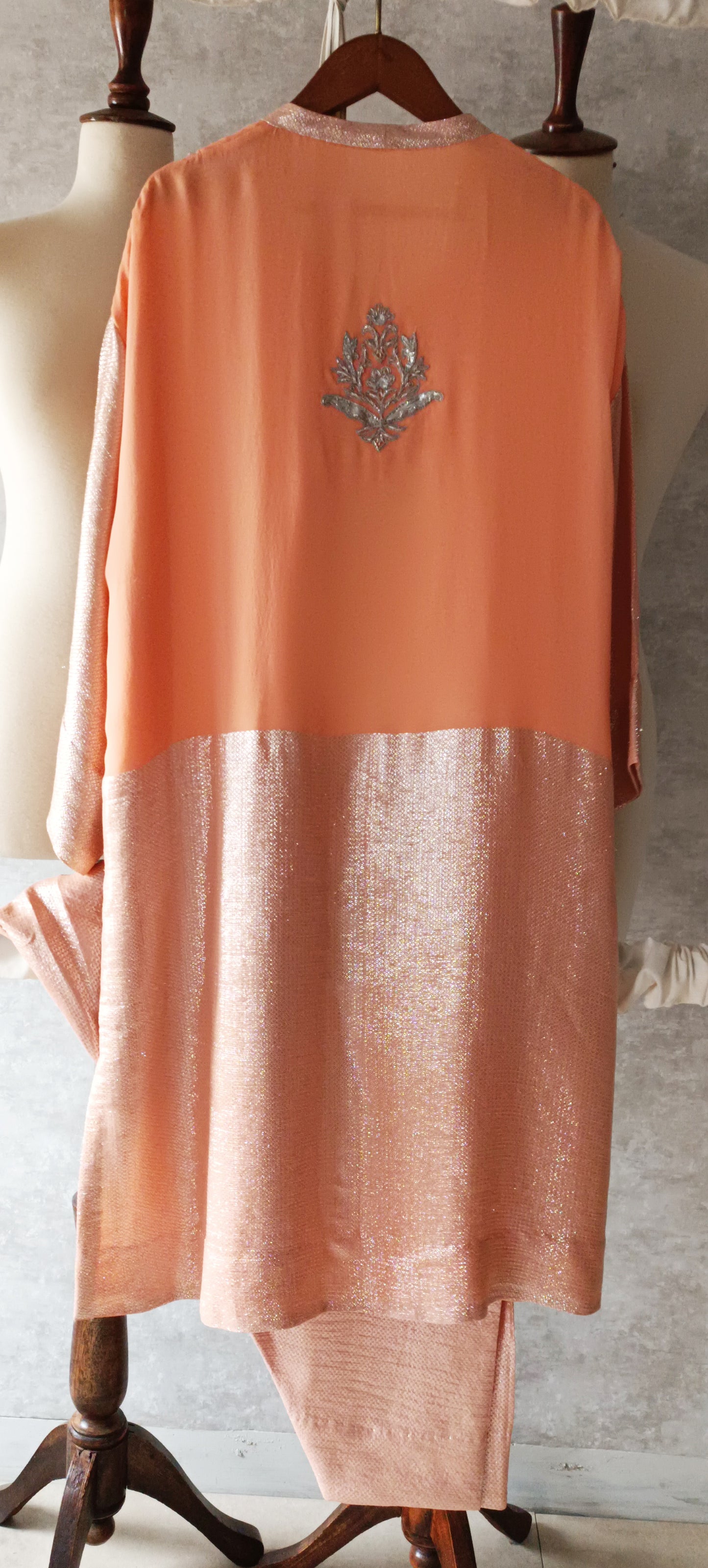 Wedding Edit - Pure Chaandi Zari Chiffon - Simply Peach