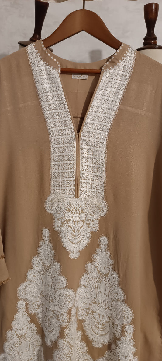 Winter Edit - Pure Silk Karandi- Tan Brown