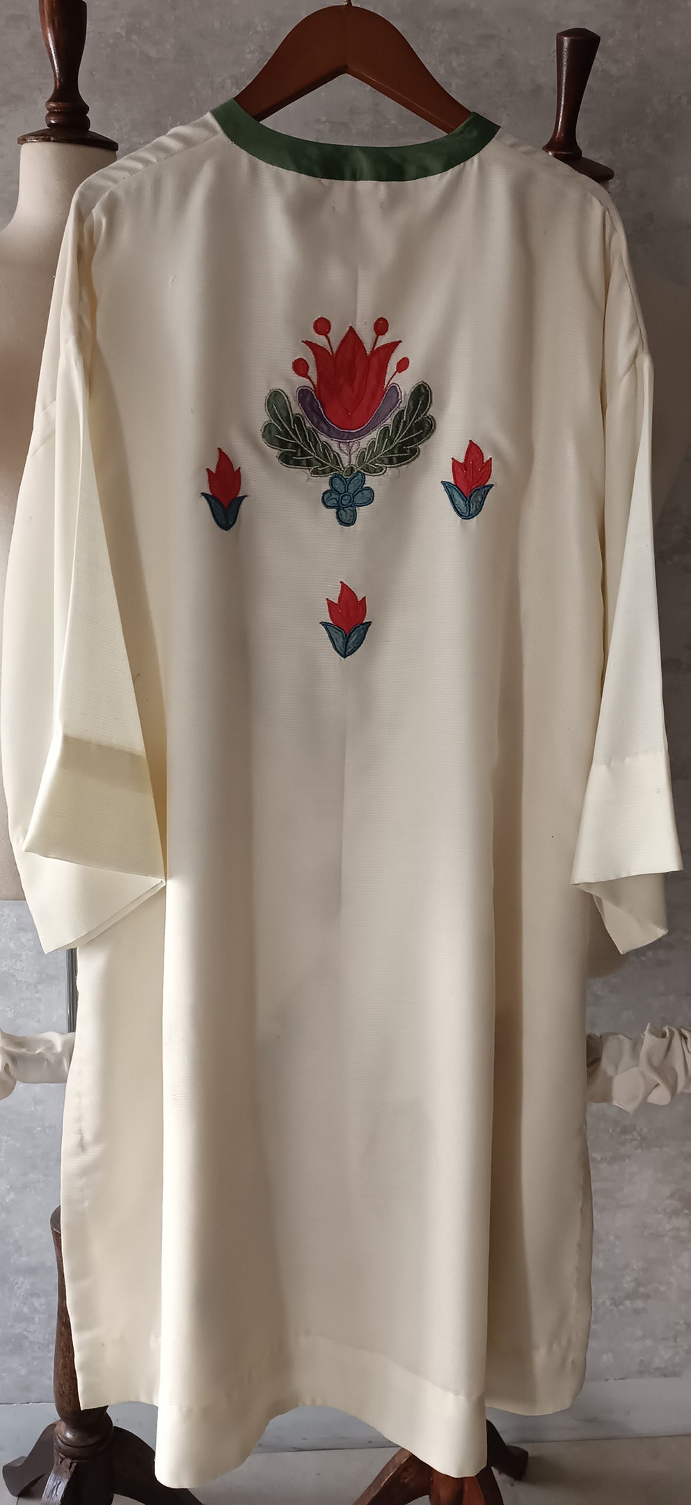 Winter Edit - Light wool blend marina with pure silk Applique - Soft White