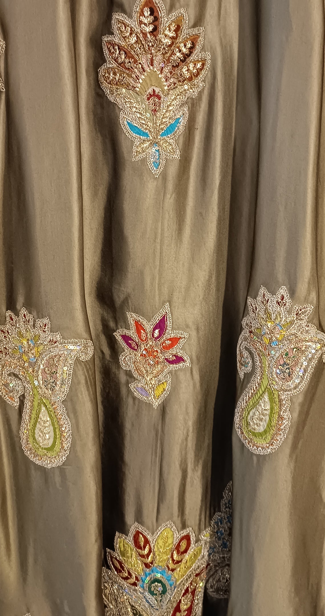 Kaftan Edit - Pure Sateen Silk with embellishment - Aastha Green