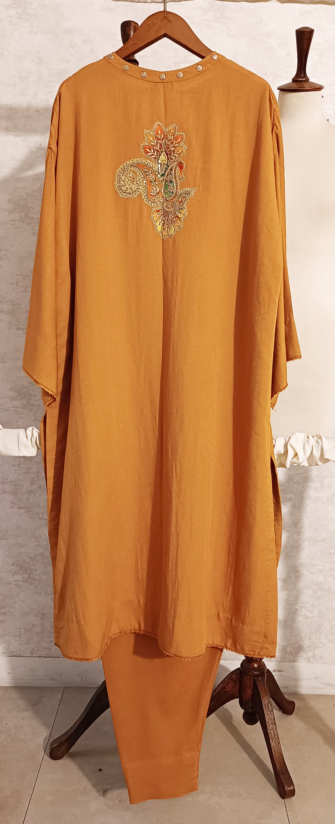 Spring Edit - Pure Silk Karandi Embellished Appliqué - Kesari Yellow