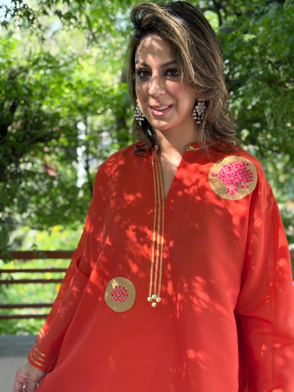 Summer Edit - Pure Kara cotton with Kimkhawab (Orange)