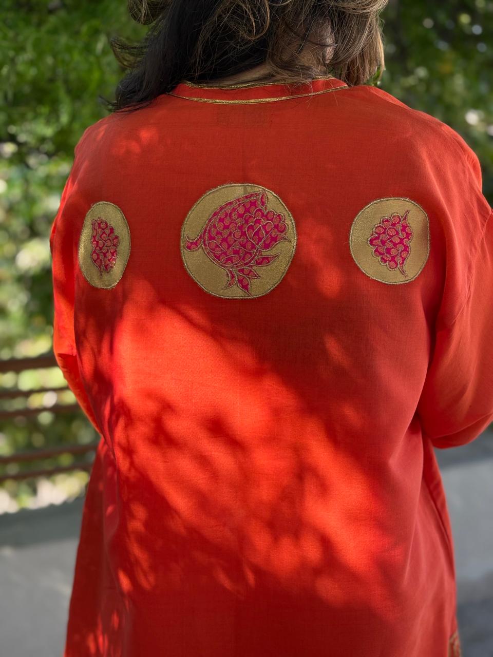Summer Edit - Pure Kara cotton with Kimkhawab (Orange)