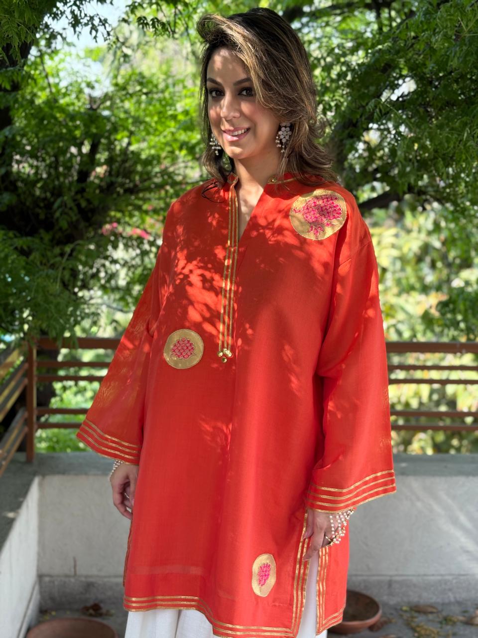 Summer Edit - Pure Kara cotton with Kimkhawab (Orange)
