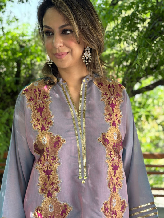 Wedding Wear - Kara Cotton with Kimkhawab (Lavendar)