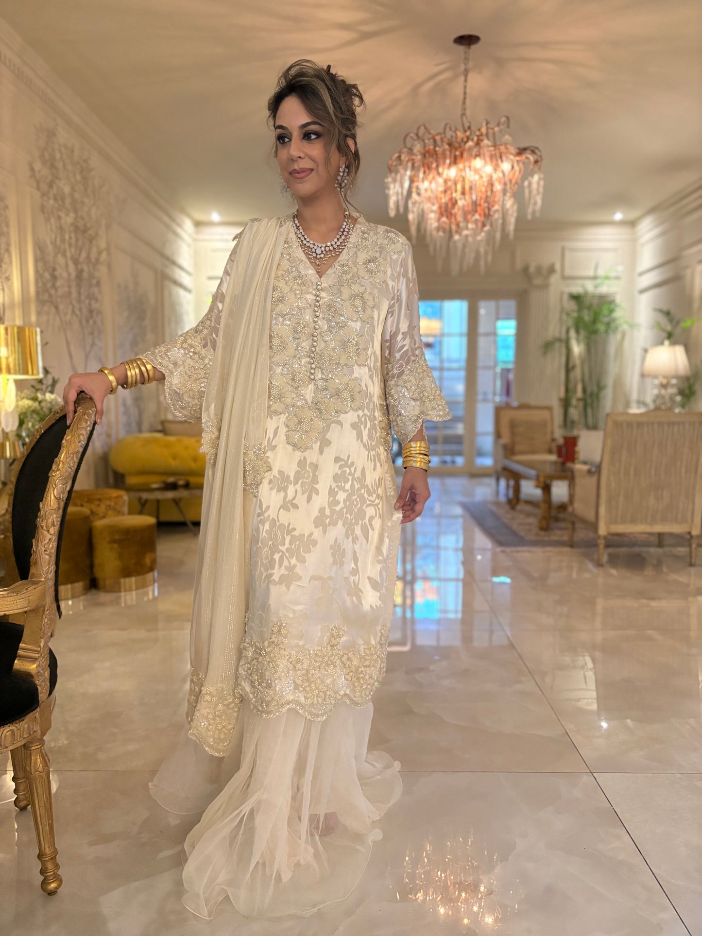 Wedding Edit - Pure Chiffon Silk Broshia - Soft White