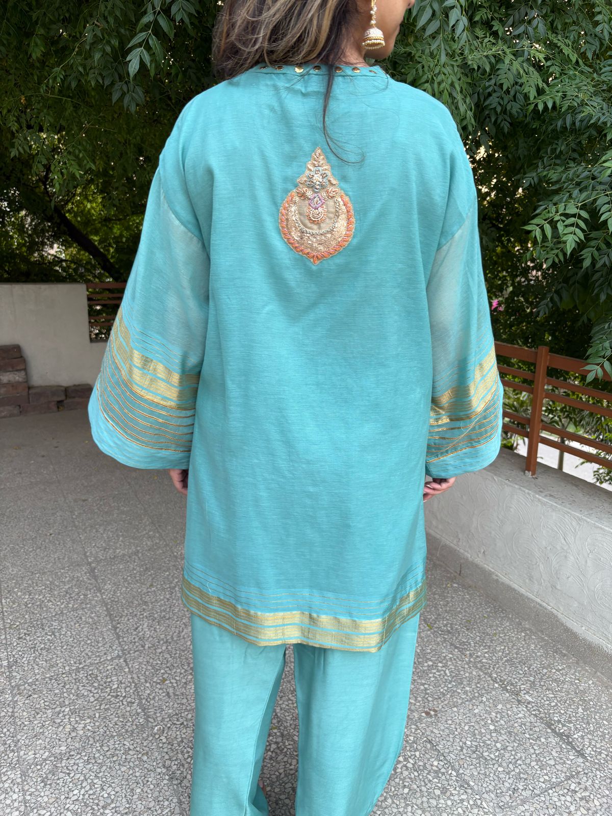 Summer Edit - Dhaka Malmal Kurta - Muqaish Collection (Aqua Blue)