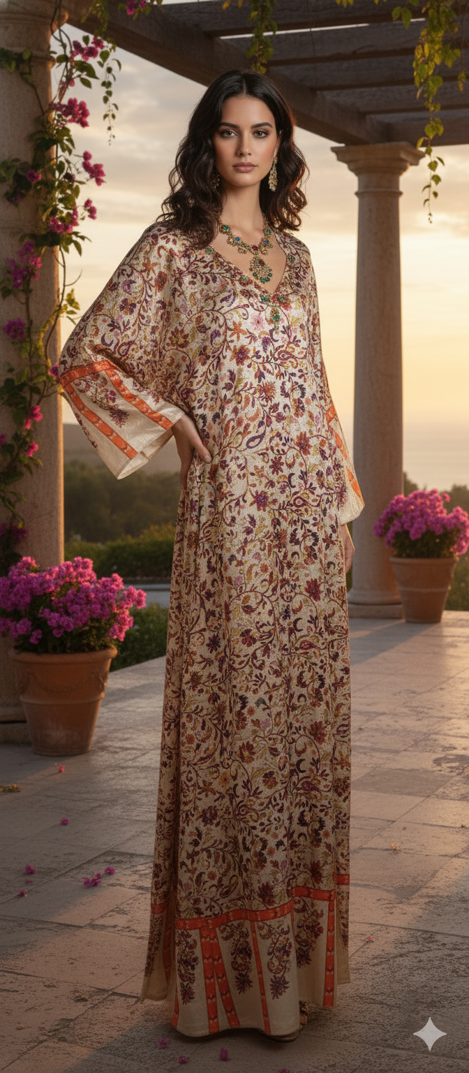 Formal Wear - Printed Velvet Kaftan