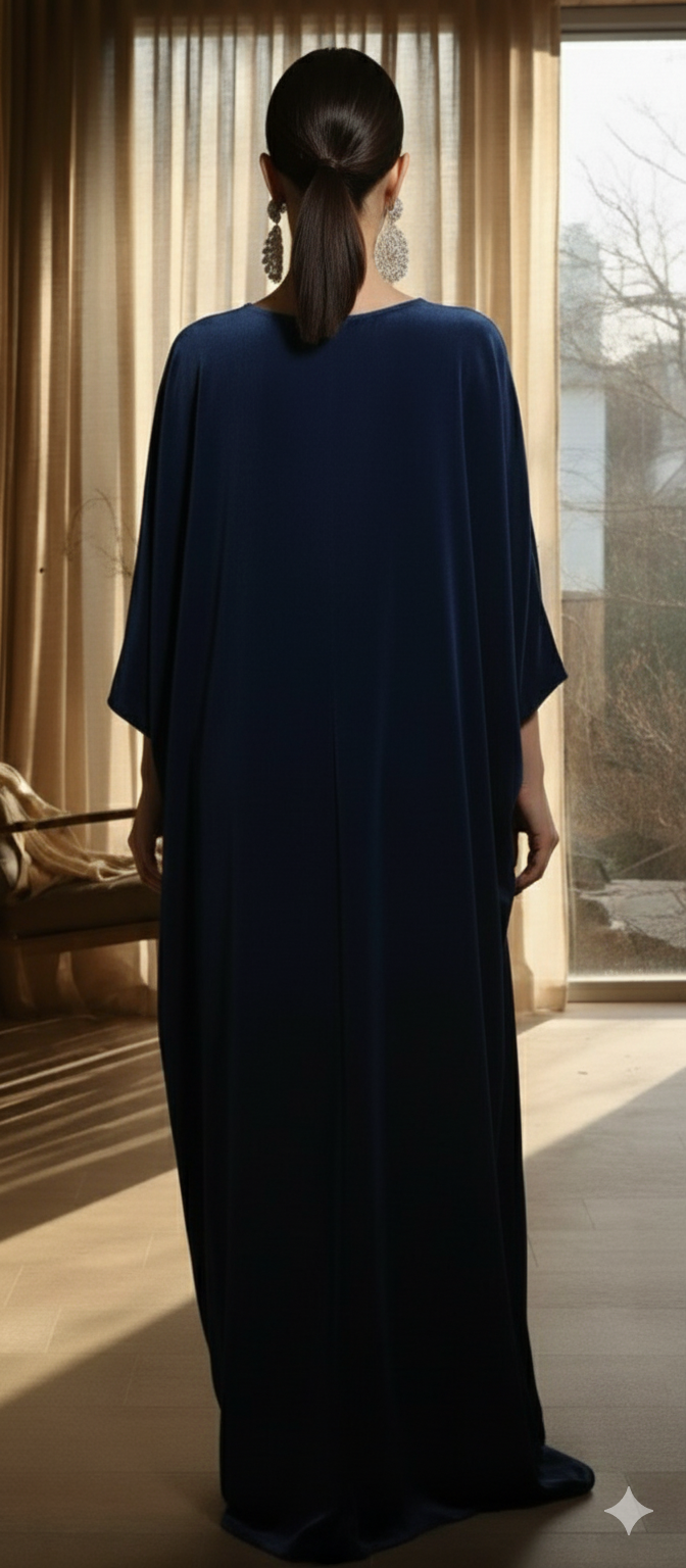 Dholki Edit - Velvet Kaftan -Jewel Toned- Deep Royal Blue