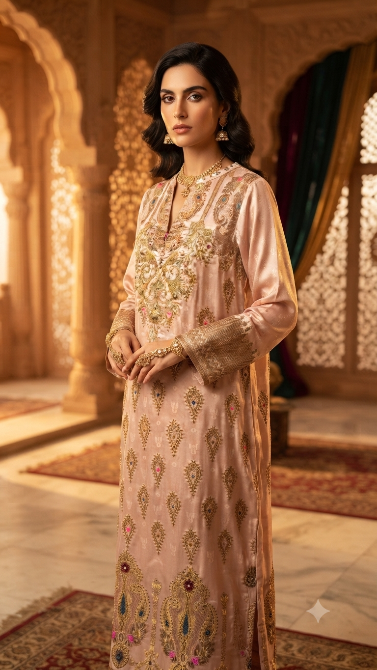 Banarsi Kaftan Kashmiri Pink