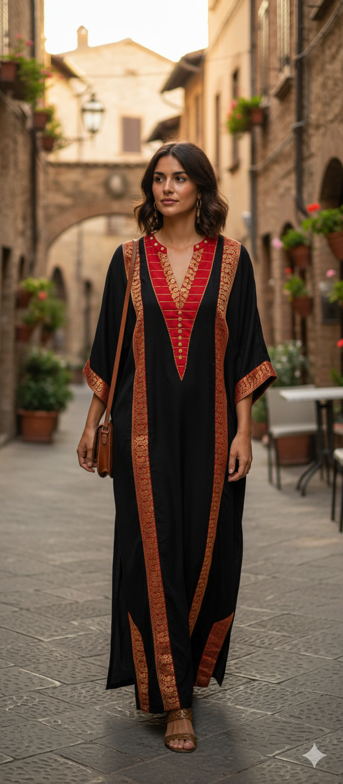 Dholki Edit - Kaftan - Kimkhawab Applique (Black)