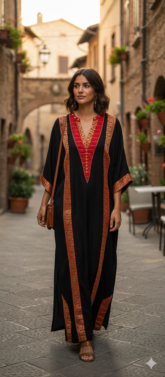Dholki Edit - Kaftan - Kimkhawab Applique (Black)