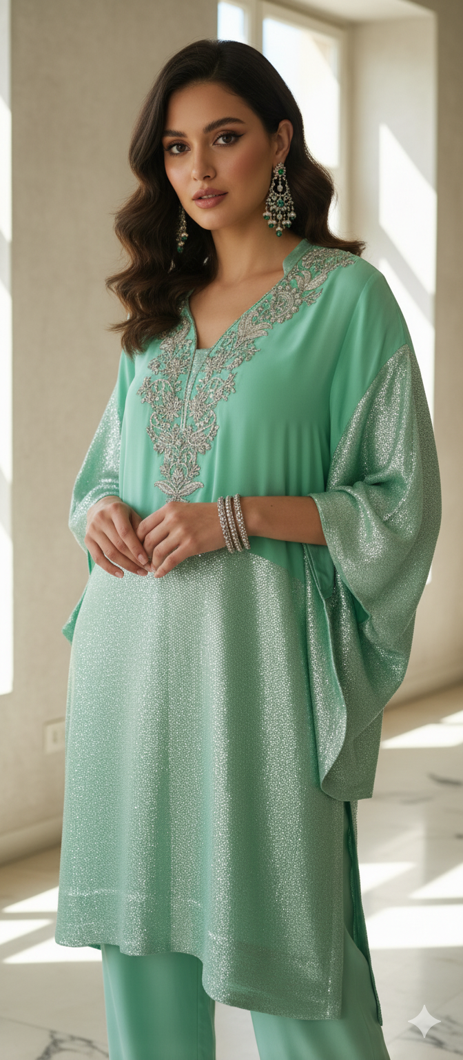 Wedding Edit - Pure Chaandi Zari Chiffon - Fresh Lime Green