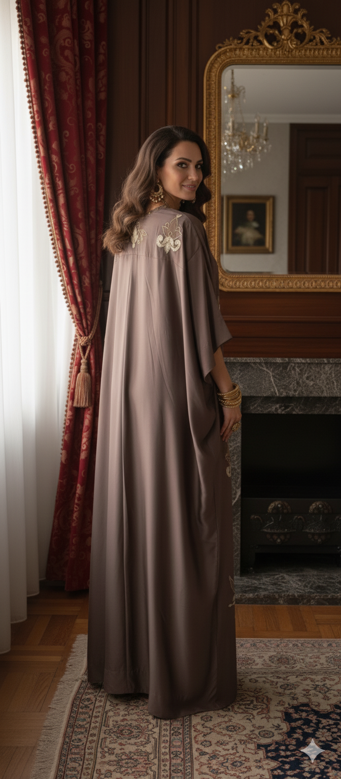 Dholki Edit - Satin Silk Kaftan Chaandi Phool - Earthy Evening Lavendar