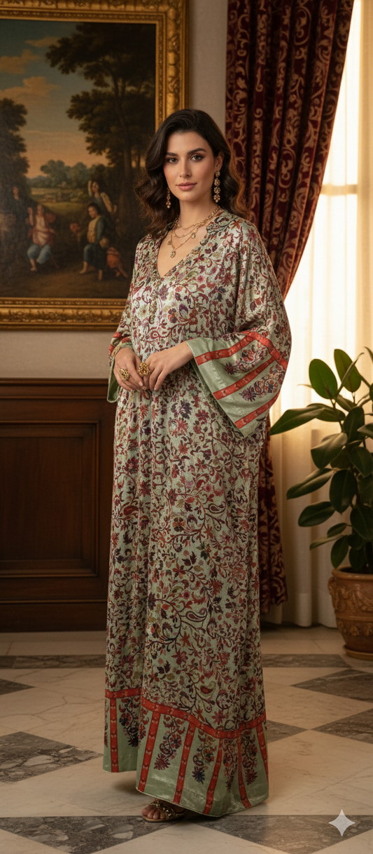 Formal Wear - Printed Velvet Kaftan
