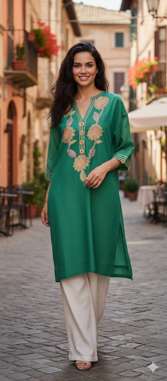 Summer Edit - Kara Cotton Kimkhawab Collection  - Apple Green