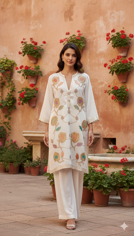 Summer Edit - Kara cotton Kimkhawab Collection  - Ecru White