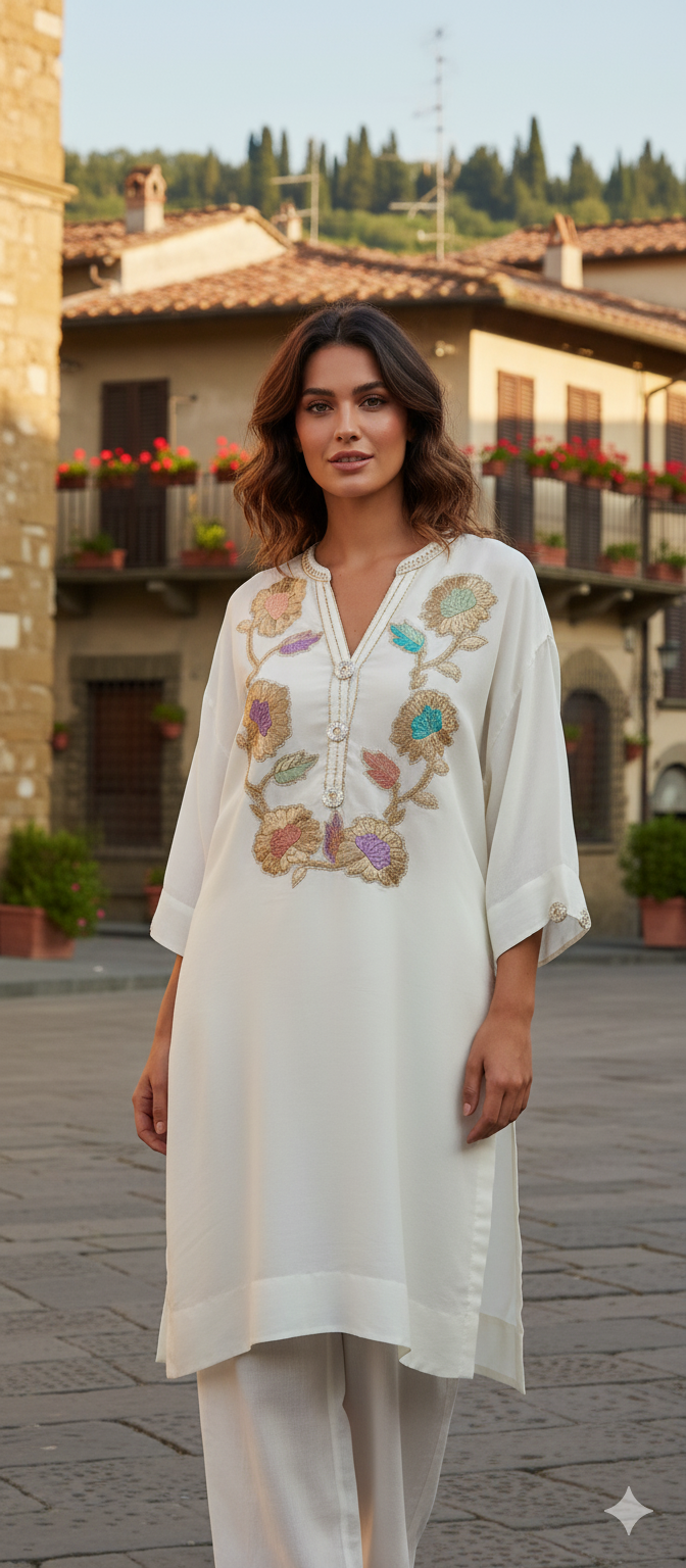 Summer Edit - Kara cotton Kimkhawab Collection  - Ecru White