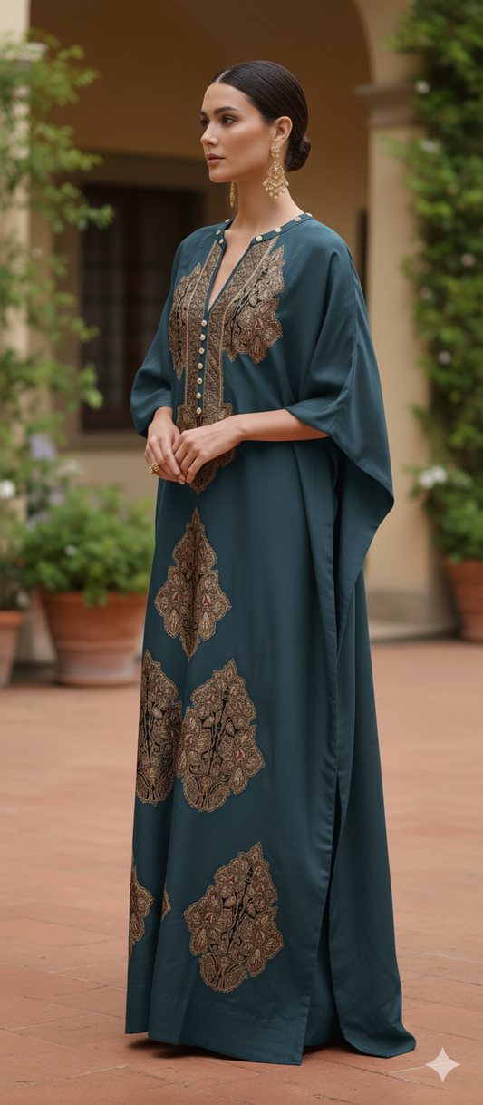 Dholki Edit - Kaftan - Kimkhawab Applique (Deep Blue)