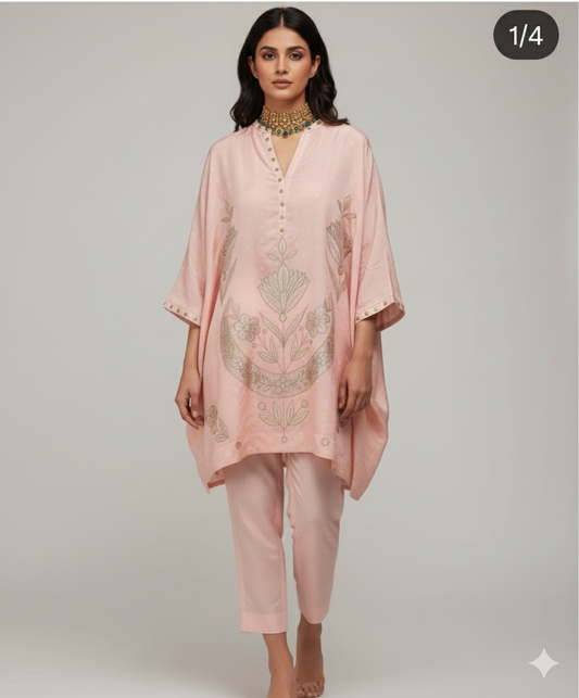 Dholki Edit - Pure Sheesha Bundki Silk - Blush Pink Chaand  Phool