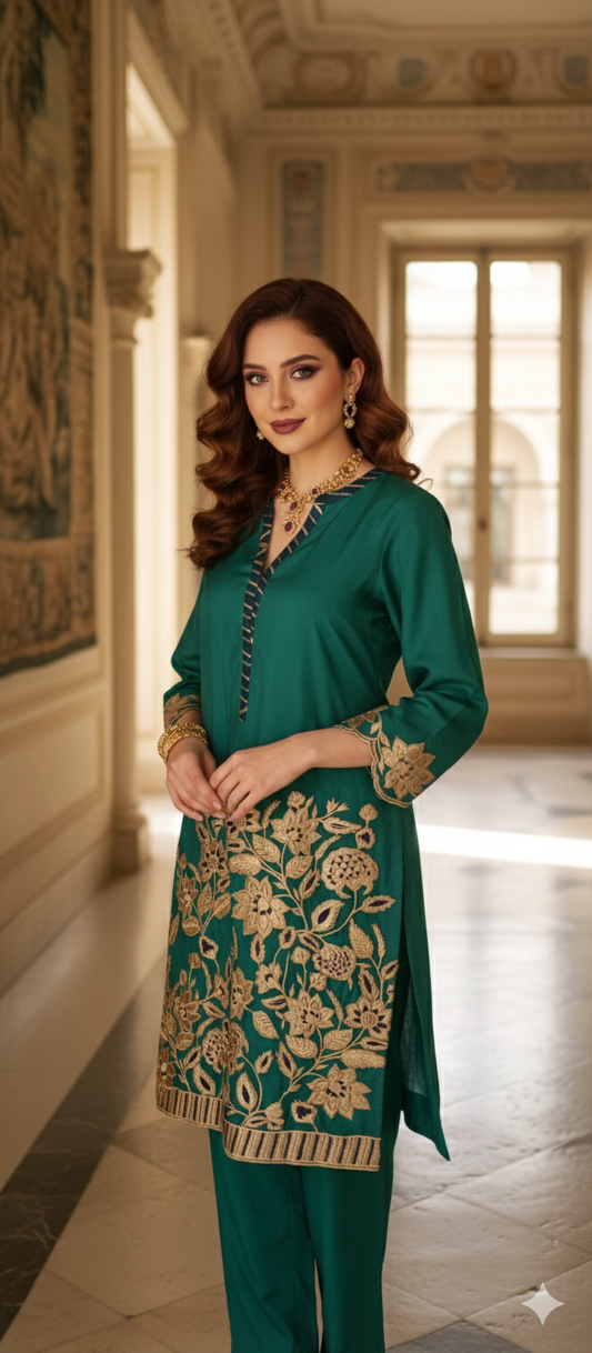 Dholki Edit - Pure Chanderi - Emerald Orchard