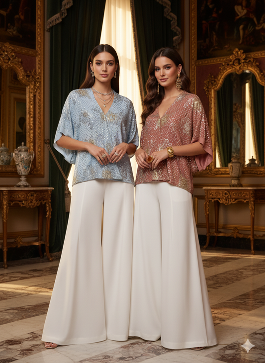 Wedding Wear - Sequined Georgette Chiffon Top