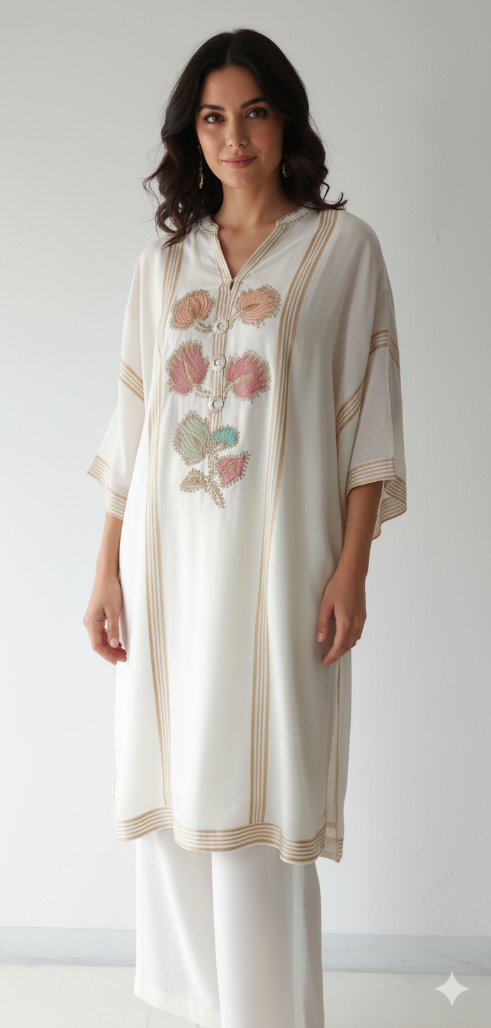 Summer Edit - Pure Dhaka Malmal Kimkhawab Collection - Ivory White